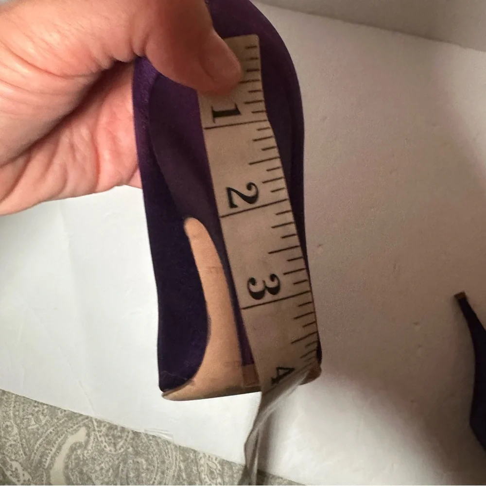 Kate Spade Women’s Purple Satin Peep Toe High Heels with Bow Accent- Size 6.5